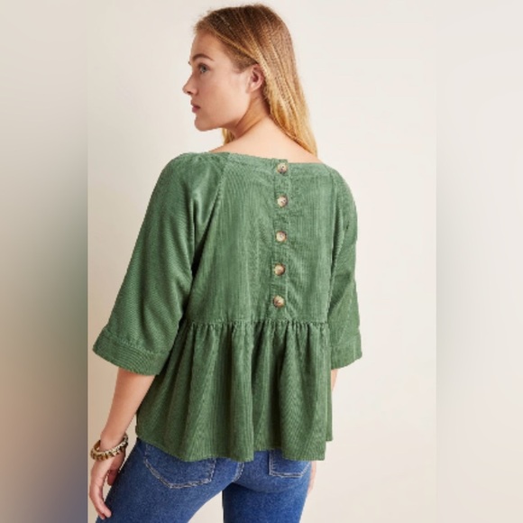 Anthropologie Maeve Green Corduroy
Button Back Top , sz : medium - Picture 2 of 11